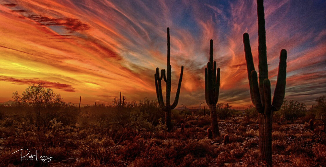 A brilliant sunset, showing the brilliant colors of color guru Leatrice Eiseman's Arizona home