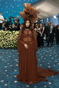 Aurora James in brown at the Met Gala. Used by Leatrice Eiseman as an example of the brown color trend