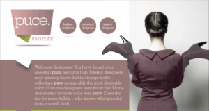 A graphic showing the color puce and including some information about it
